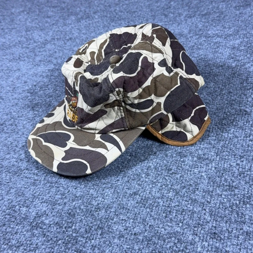 Vintage Young An BASF Hunting Hat Camo Quilted Thinsulate Ear Flap Cap Mens M